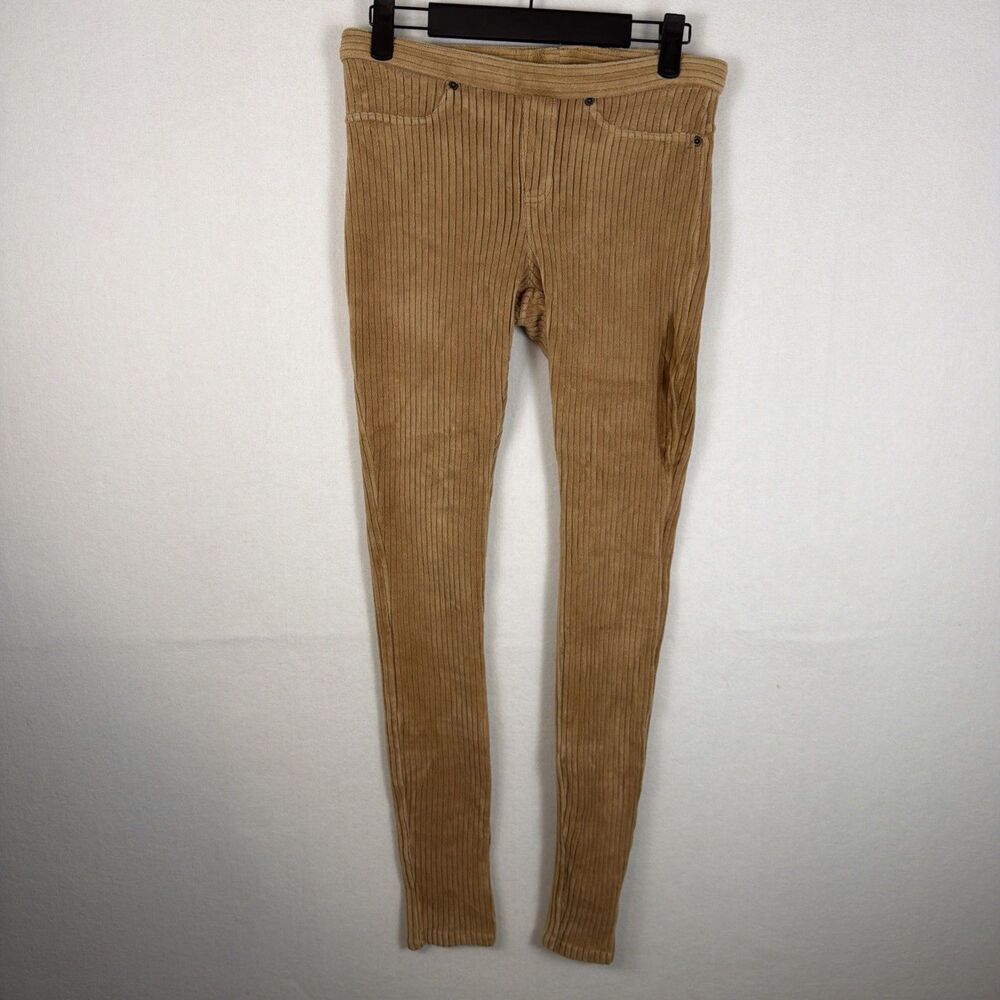Hue Corduroy Jeggings Sm tan Ribbed Pull On Stretch Dark Academia Preppy Tweed